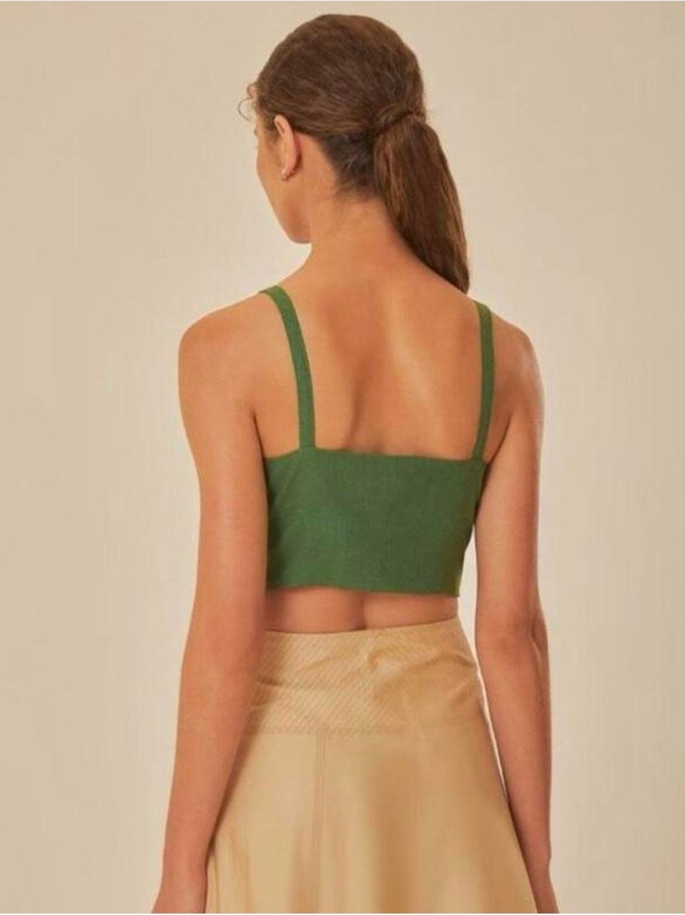 FARM Rio Green Bow-Front Cropped Tank - Picture 3 of 3